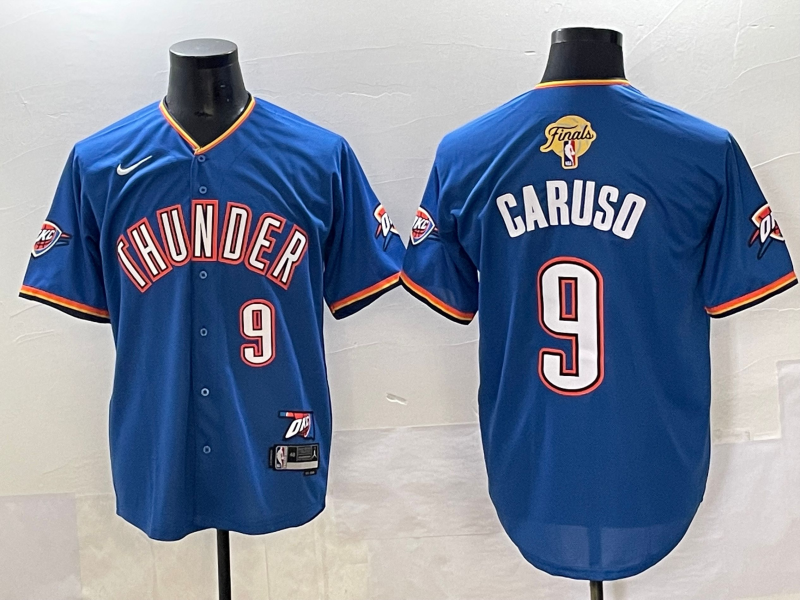 Men 2025 Oklahoma City Thunder 9 Caruso Blue Nike Joint Name NBA Jersey style 3